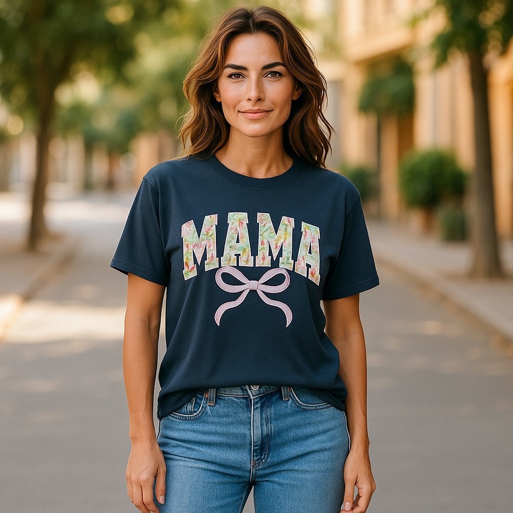 Navy 'MAMA' Graphic T-Shirt